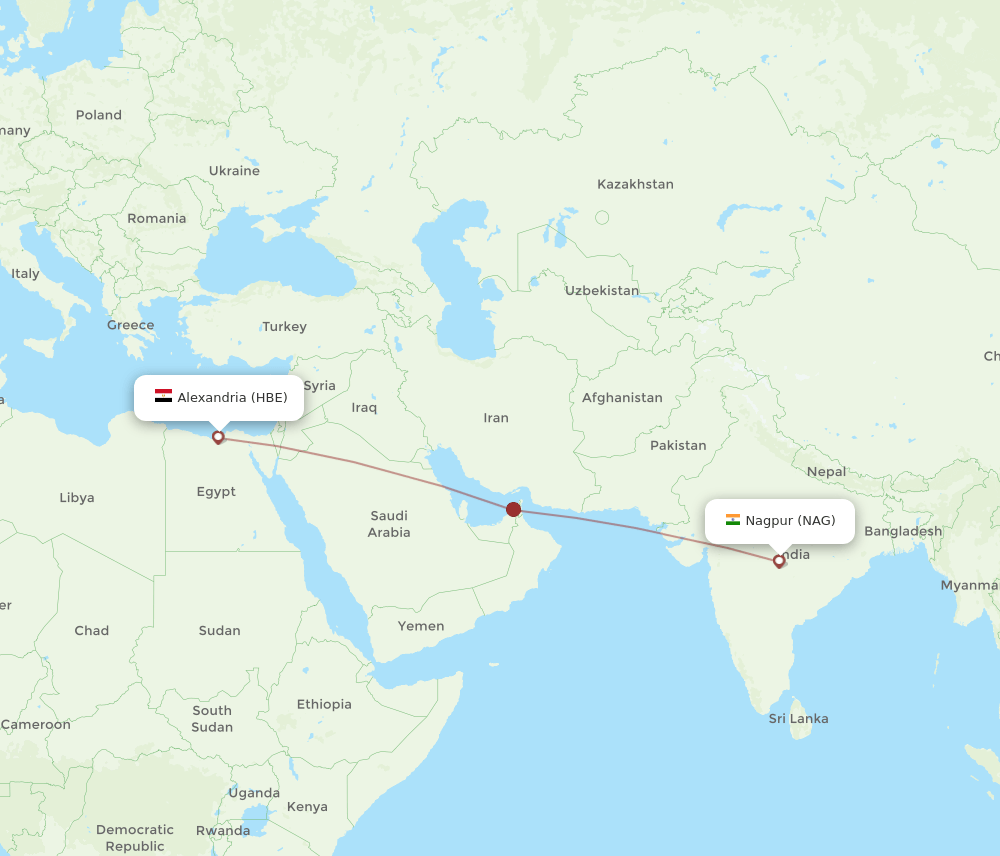 HBE to NAG flights and routes map