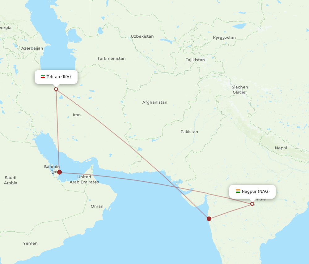 NAG-IKA flight routes