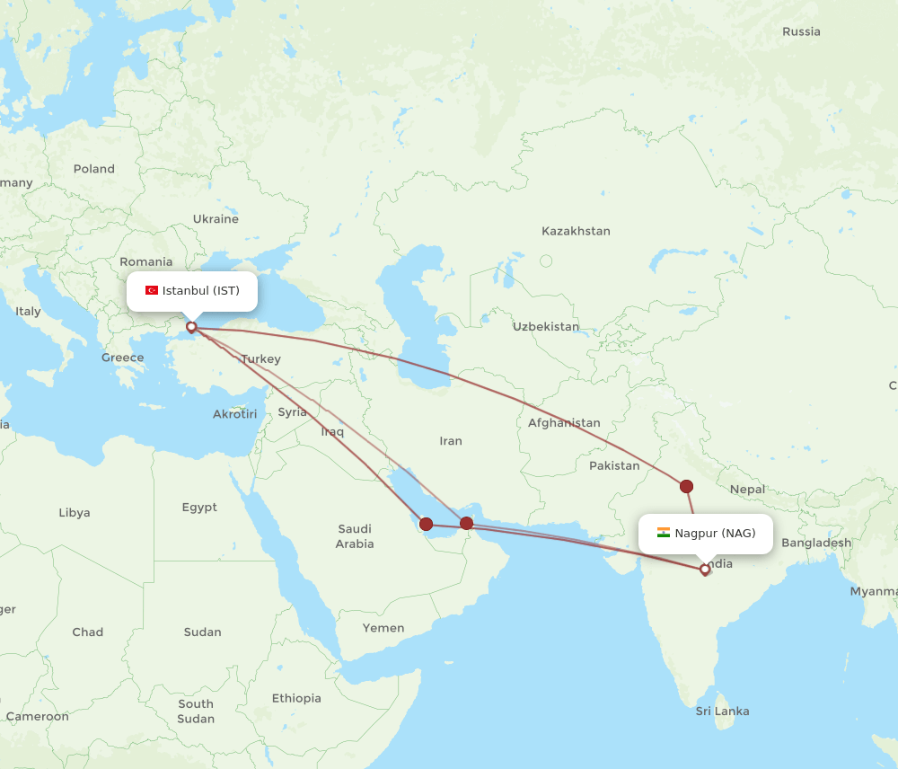 NAG-IST flight routes