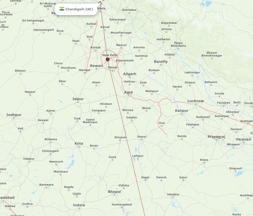 NAG to IXC flights and routes map