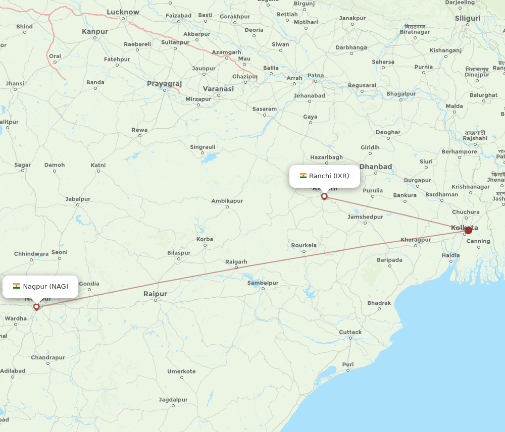 NAG-IXR flight routes