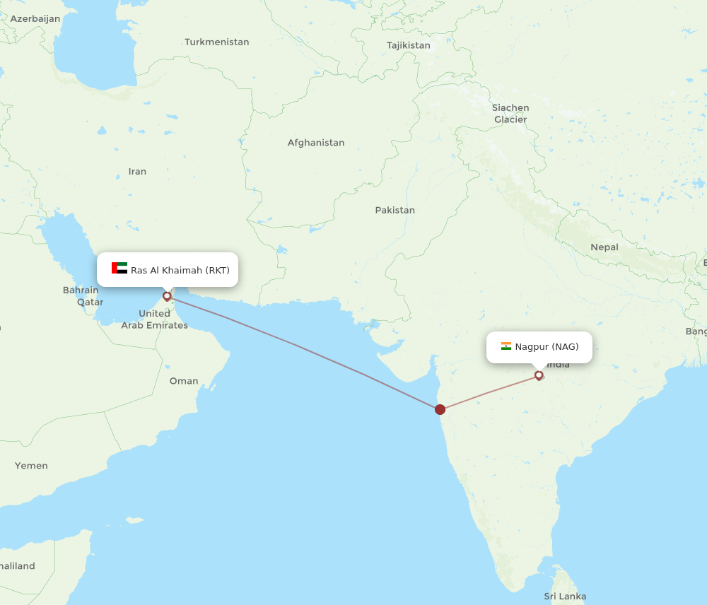 NAG-RKT flight routes