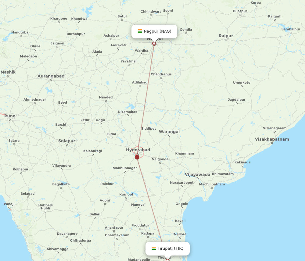 NAG-TIR flight routes
