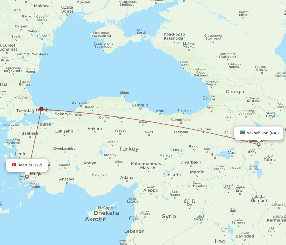 NAJ-BJV flight routes