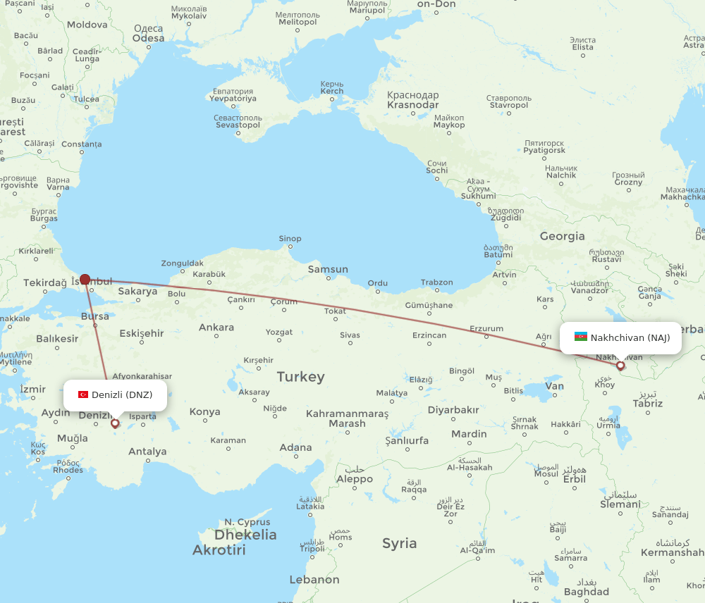 NAJ-DNZ flight routes