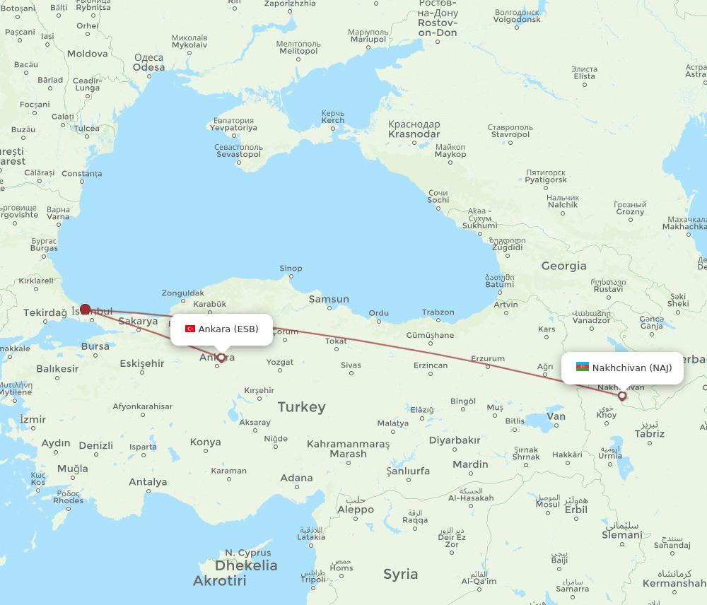 NAJ-ESB flight routes