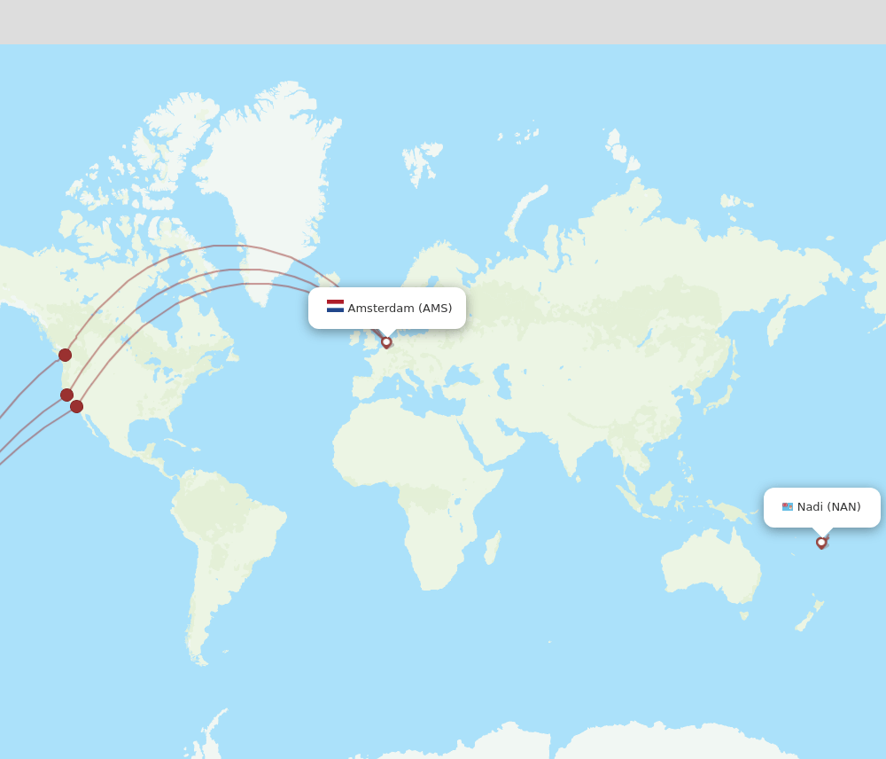 NAN-AMS flight routes