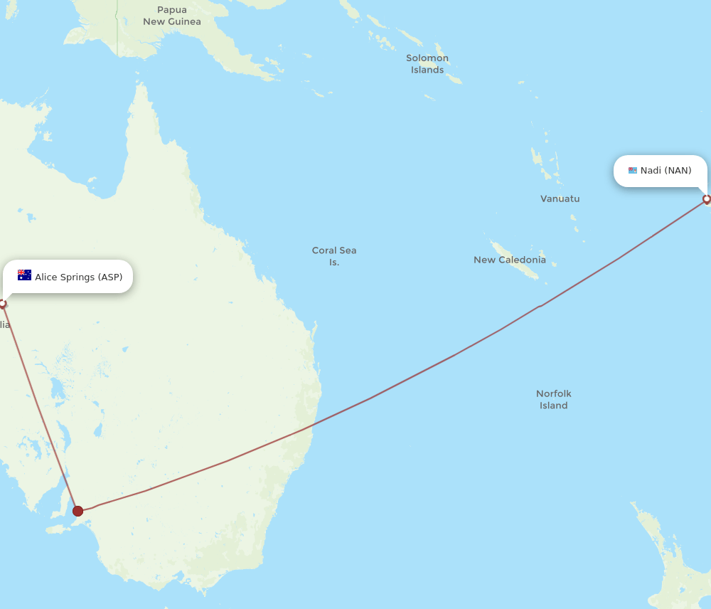 NAN-ASP flight routes