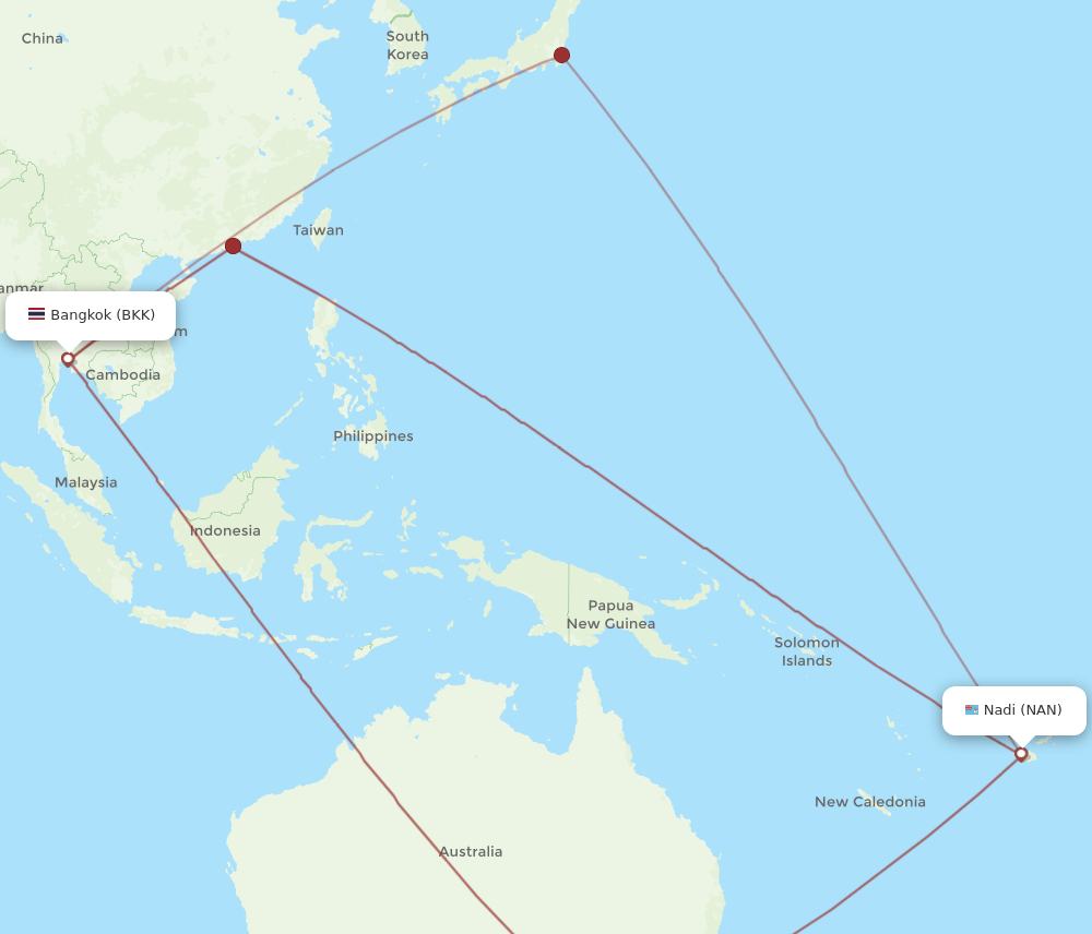 NAN-BKK flight routes