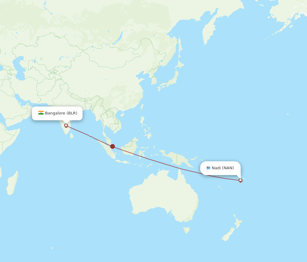 NAN-BLR flight routes