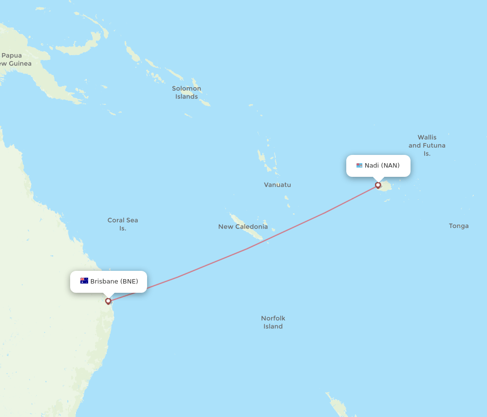 NAN-BNE flight routes