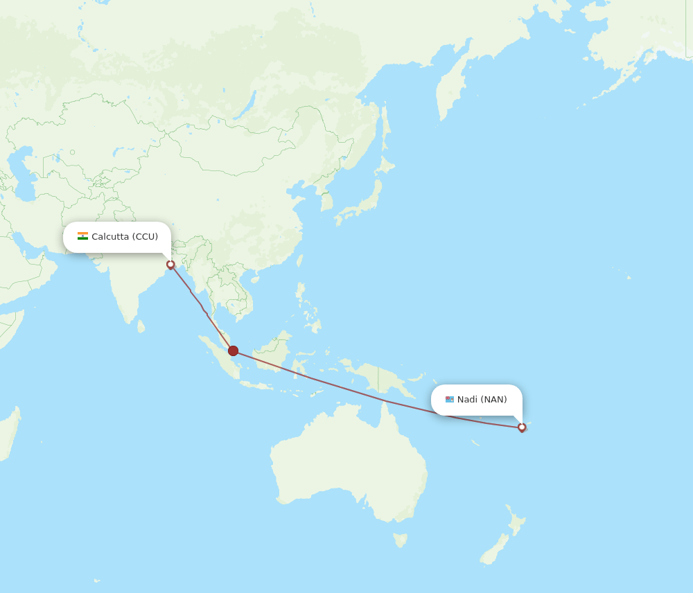 NAN to CCU flights and routes map
