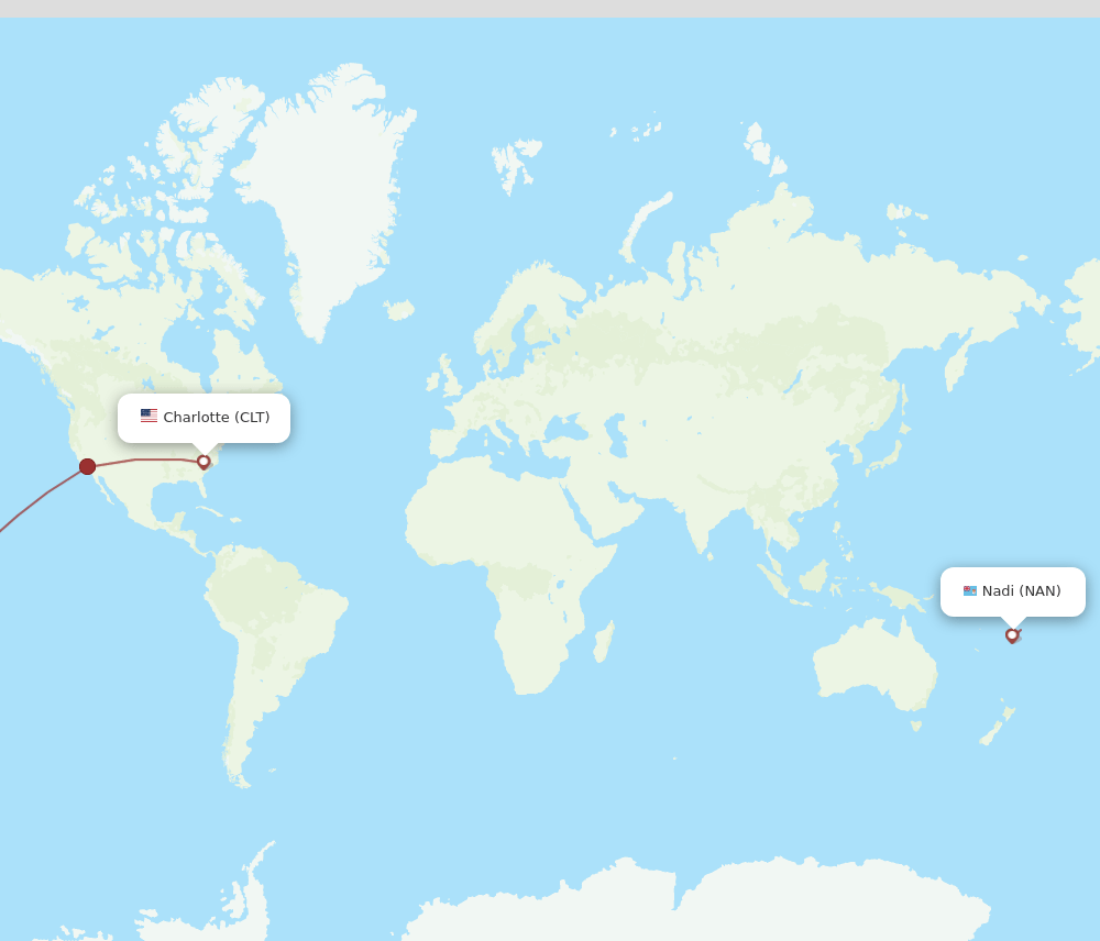 NAN-CLT flight routes