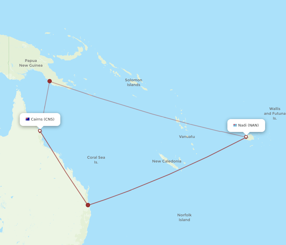 NAN-CNS flight routes