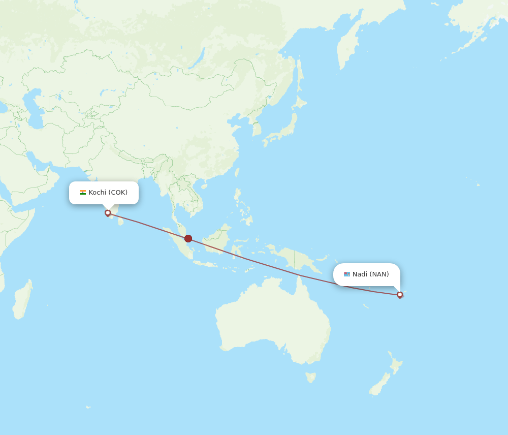NAN to COK flights and routes map