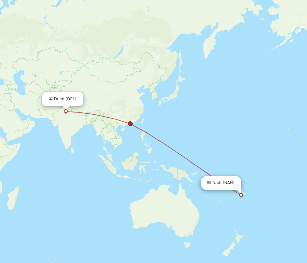 NAN-DEL flight routes