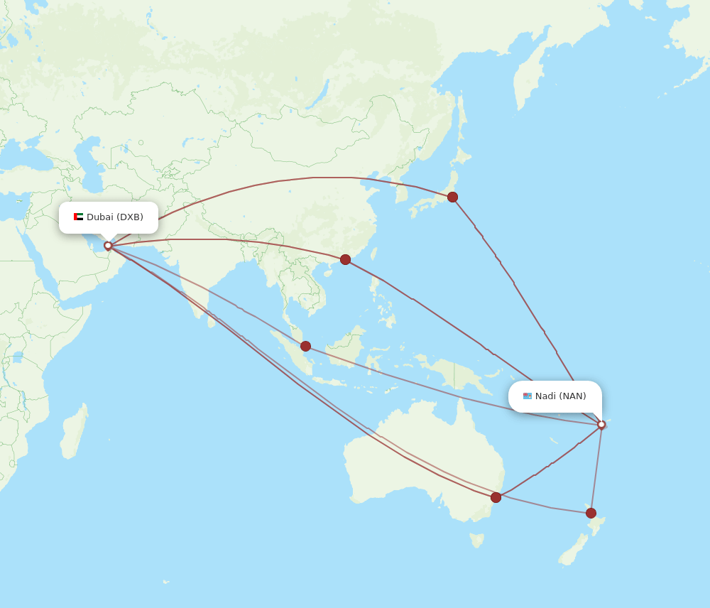 NAN-DXB flight routes
