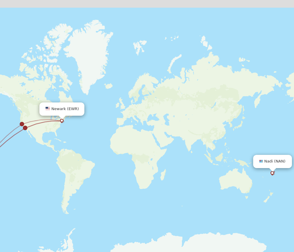 NAN-EWR flight routes