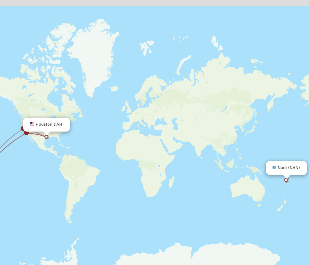 NAN-IAH flight routes