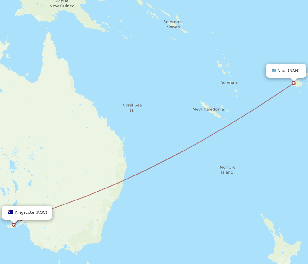 NAN to KGC flights and routes map