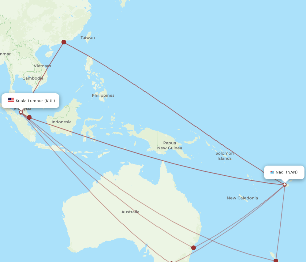 NAN-KUL flight routes
