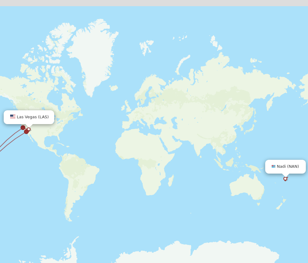 NAN-LAS flight routes