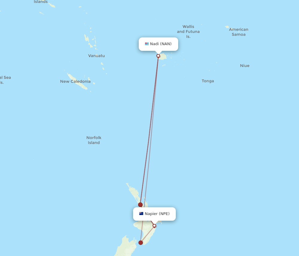 NAN-NPE flight routes