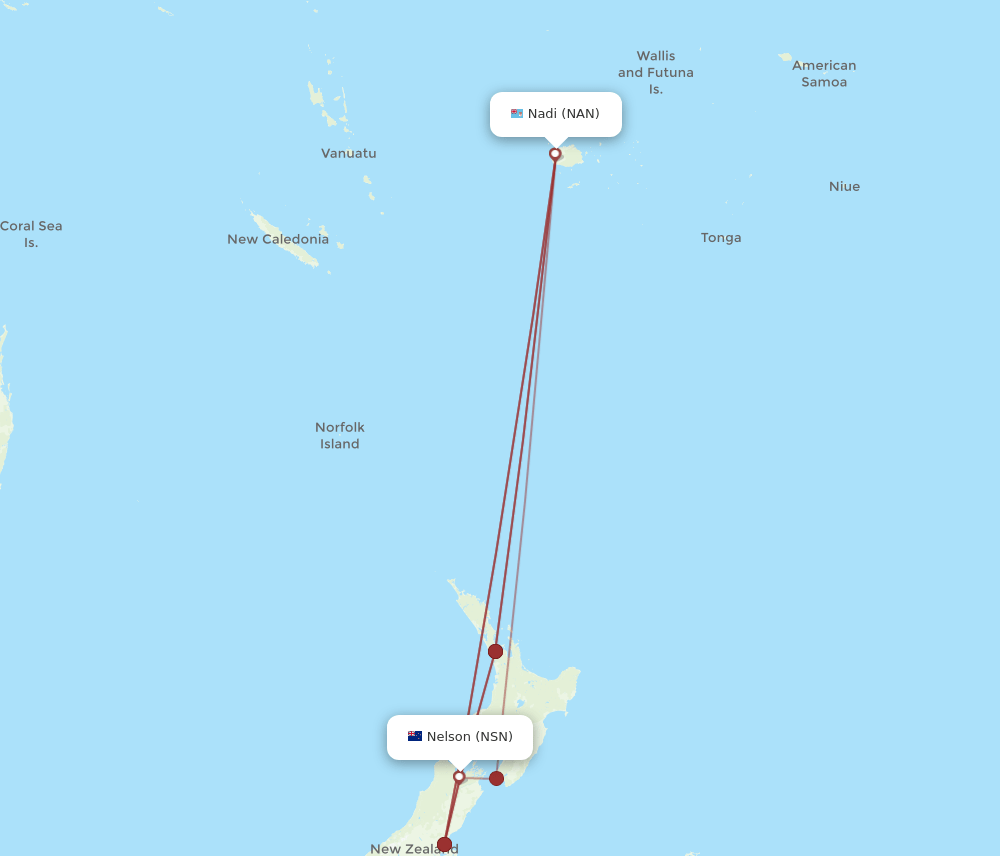NAN-NSN flight routes