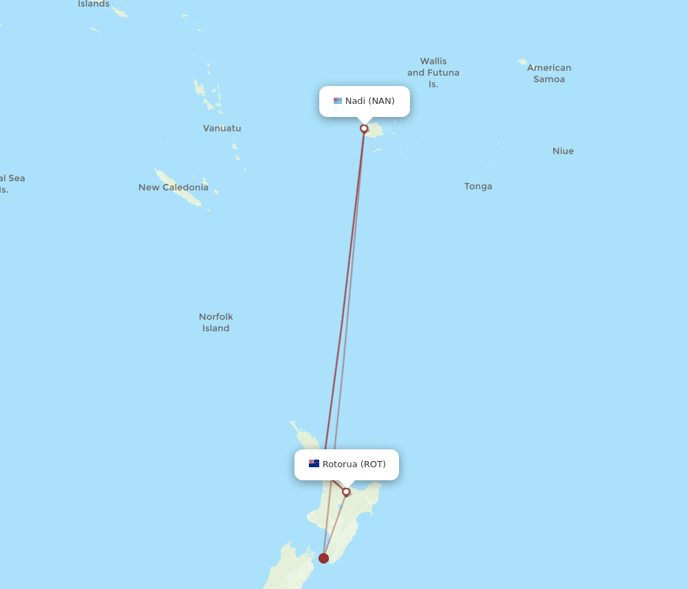 NAN-ROT flight routes