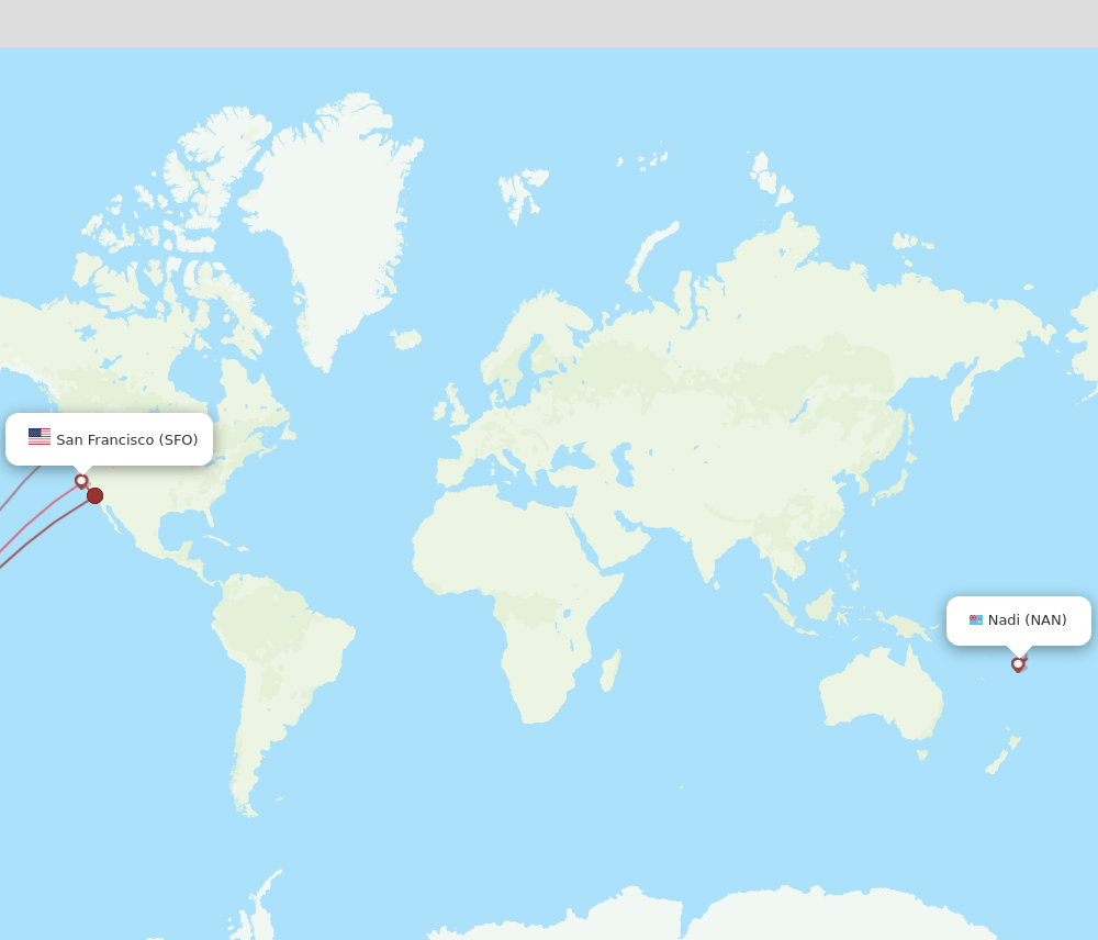 NAN to SFO flights and routes map
