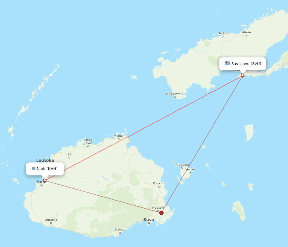 NAN to SVU flights and routes map