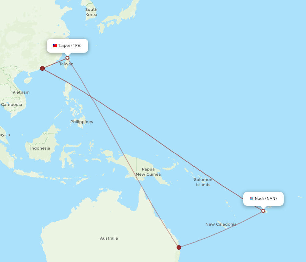 NAN-TPE flight routes