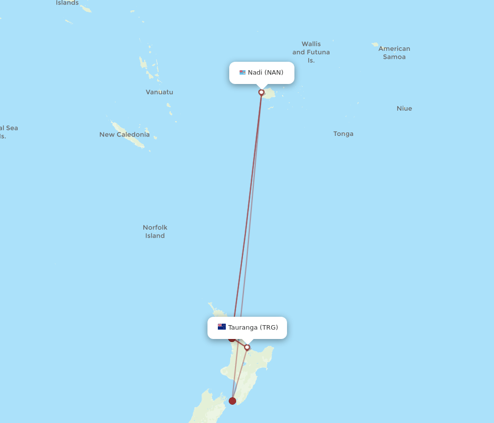 NAN-TRG flight routes