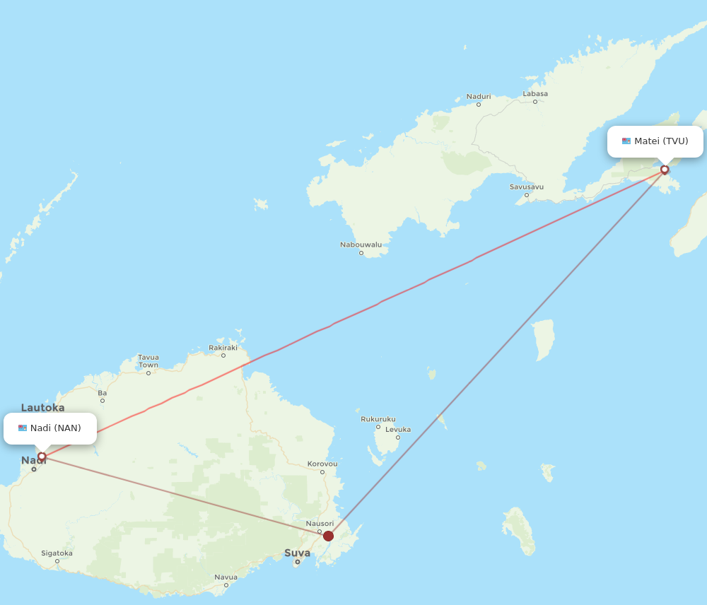 NAN to TVU flights and routes map