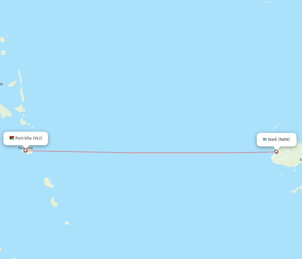 NAN to VLI flights and routes map