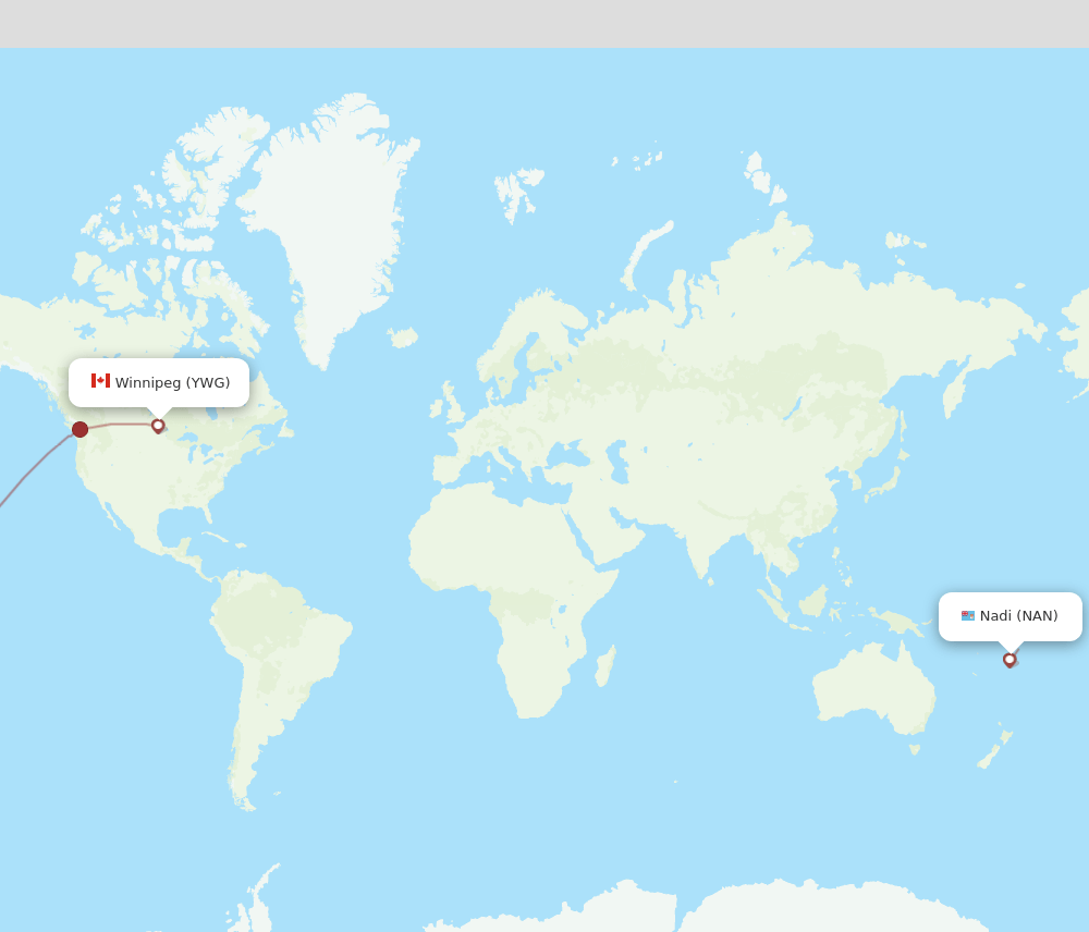 NAN-YWG flight routes