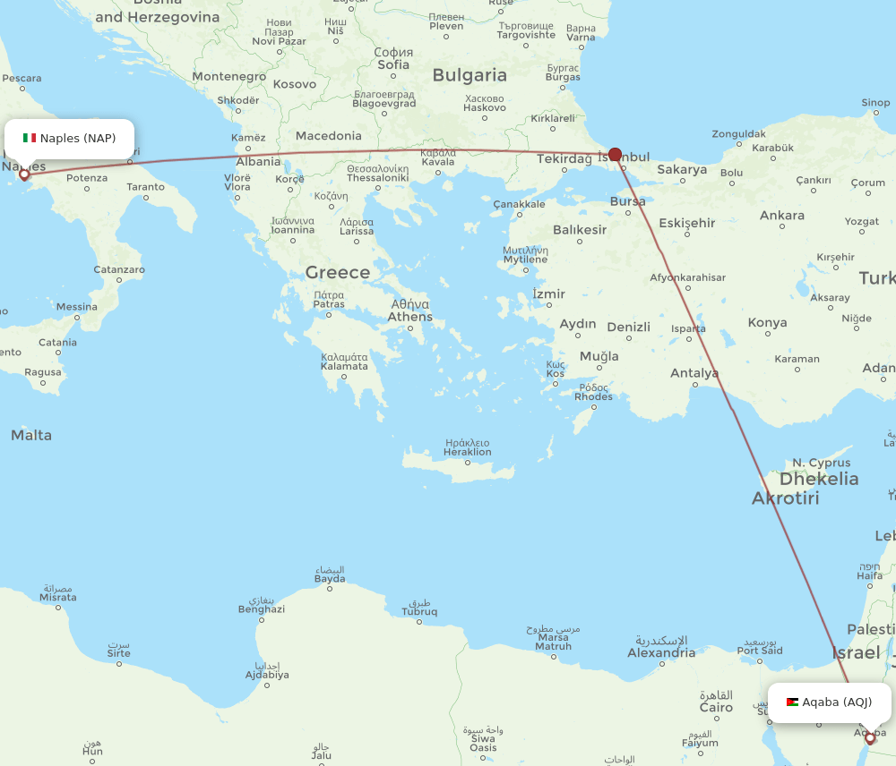 NAP to AQJ flights and routes map