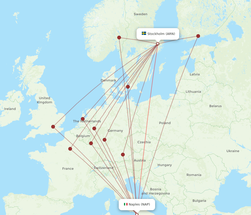 NAP-ARN flight routes