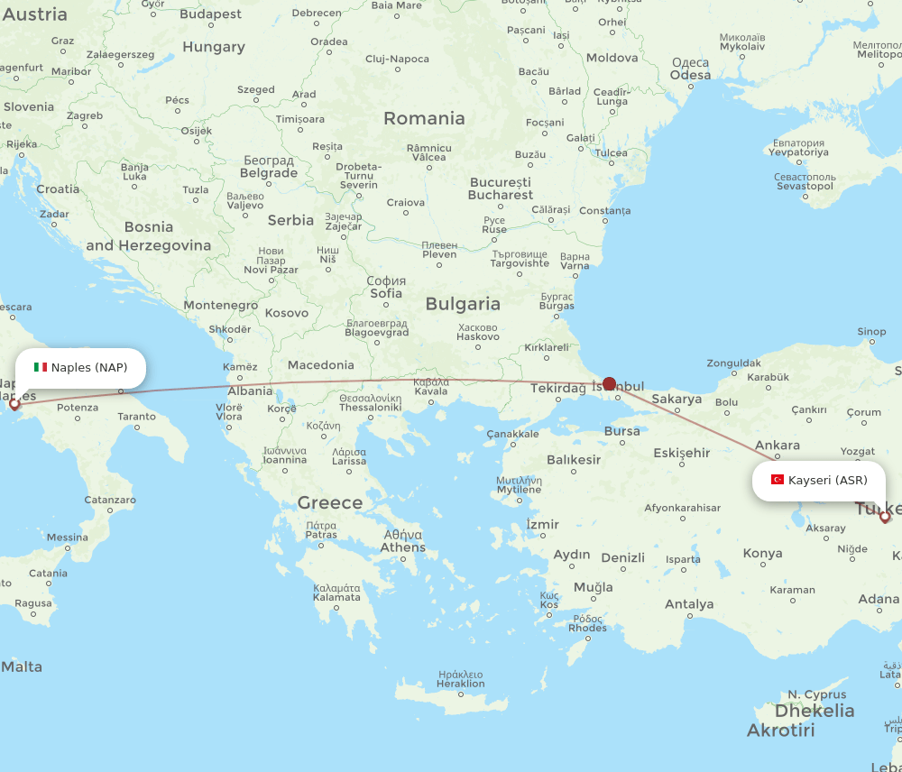 NAP to ASR flights and routes map