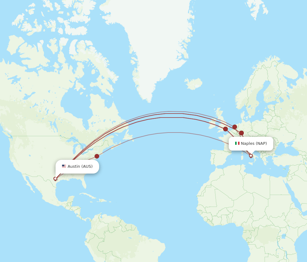 NAP-AUS flight routes