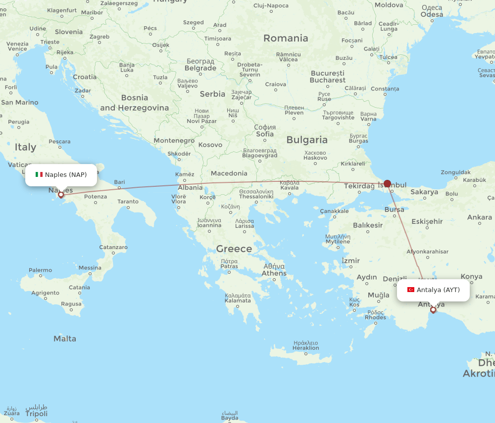 NAP-AYT flight routes