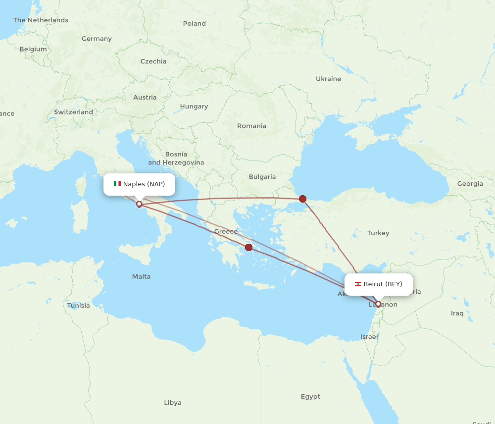 NAP-BEY flight routes