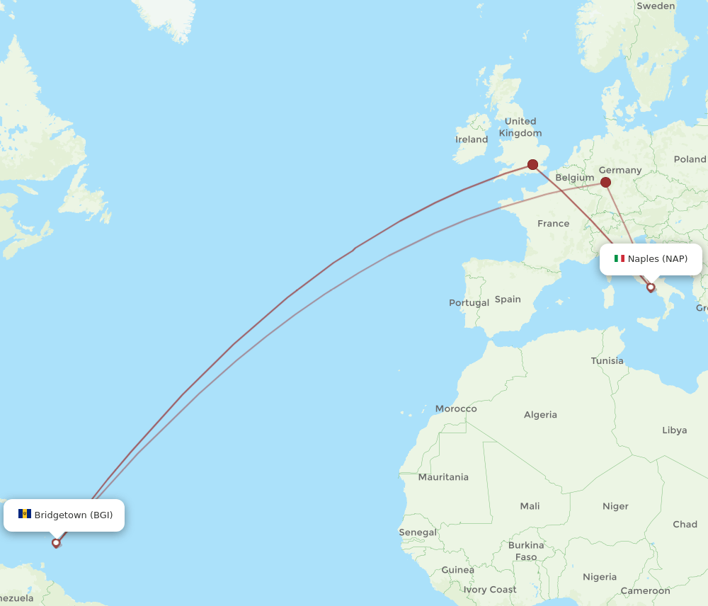 NAP-BGI flight routes
