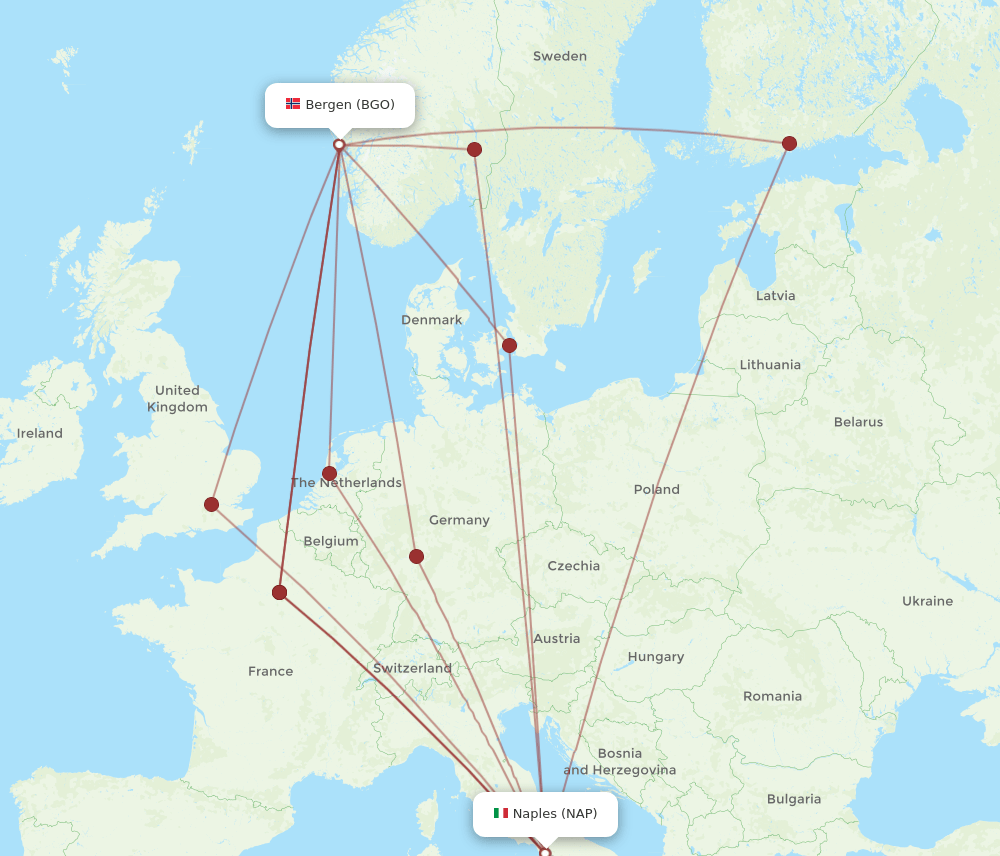 NAP-BGO flight routes