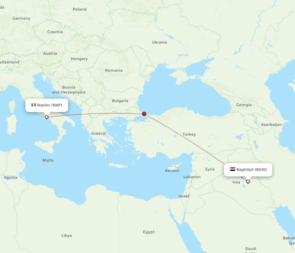 NAP-BGW flight routes