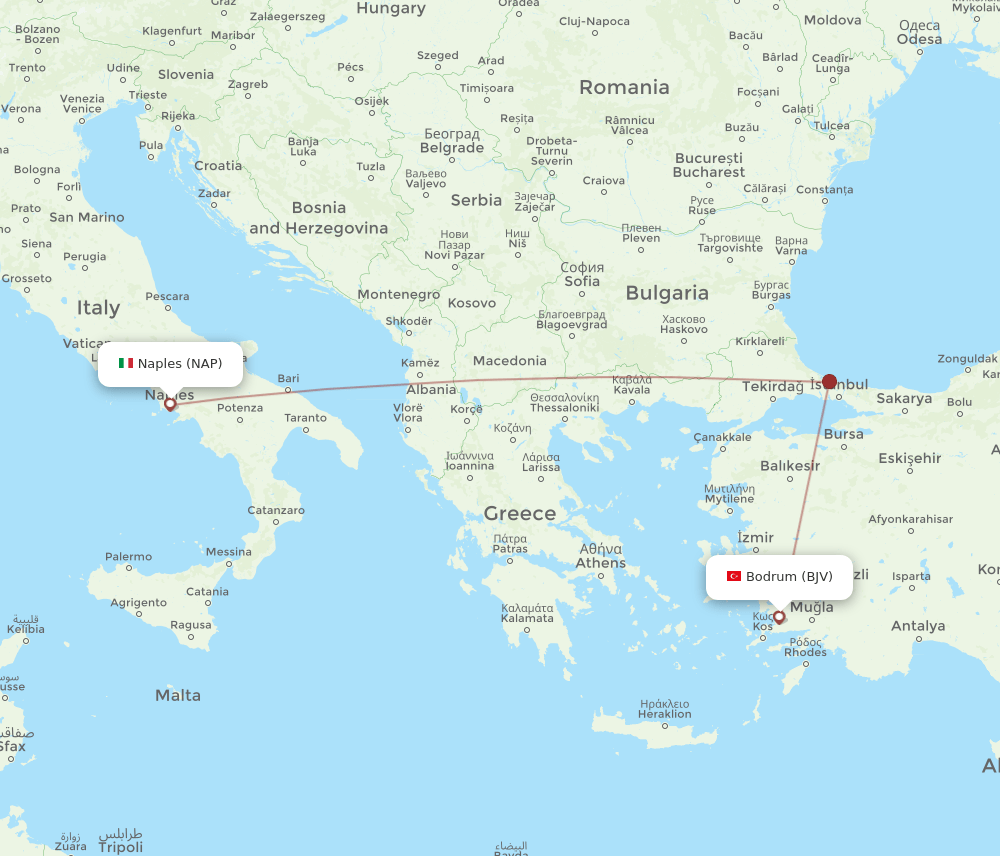NAP-BJV flight routes