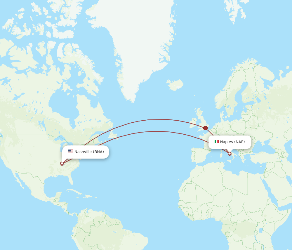 NAP-BNA flight routes