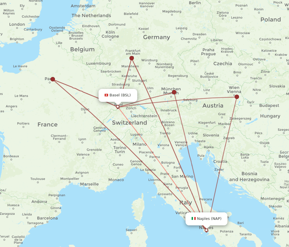 NAP to BSL flights and routes map