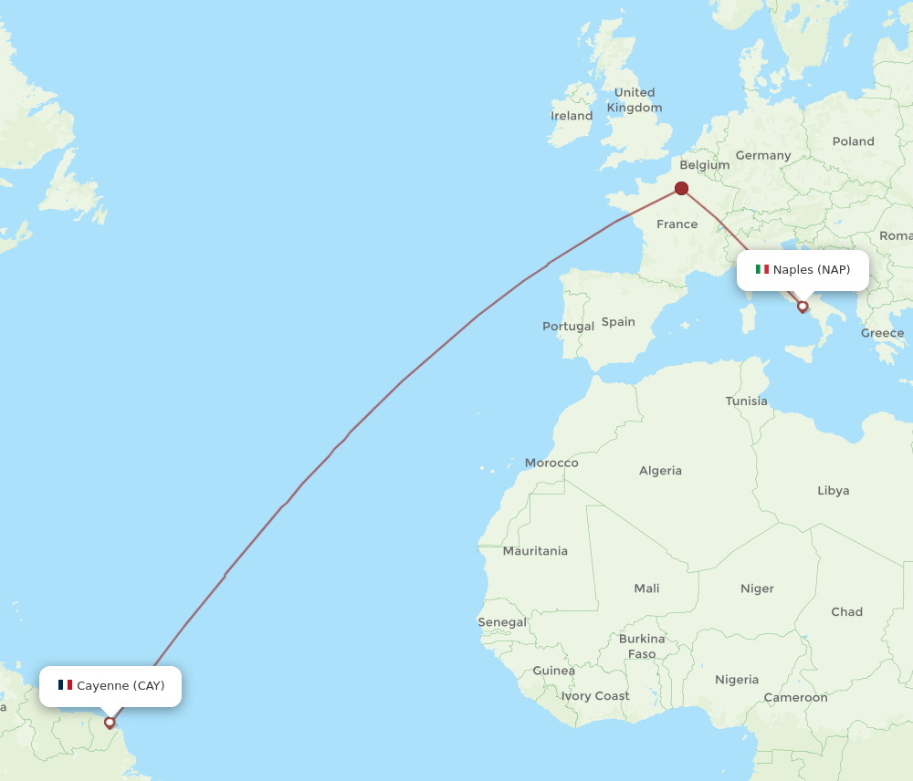NAP-CAY flight routes