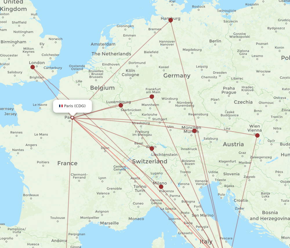 NAP to CDG flights and routes map